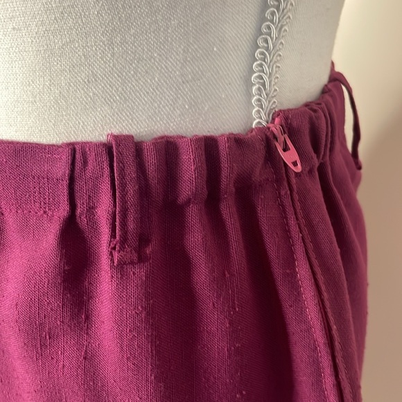 Handmade Magenta Women's Midi Linen Look Skirt. Y2K - Picture 2 of 11